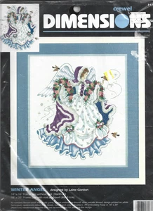 DIMENSIONES INVIERNO ÁNGEL POR LAINE GORDON CREWEL KIT #1476/1995 NUEVO SELLADO - Imagen 1 de 5