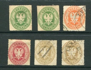 LUBECK German States 1863 M&U Lot to 4s 6 Stamps - Picture 1 of 2