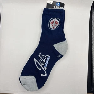 2 PAIR SET WINNIPEG JETS NHL HOCKEY LOGO TEAM 1/4 LENGTH SOCKS LARGE MENS 10-13 - Picture 1 of 5