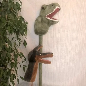 Kids Spark DINOSAUR hobby horse & DAKIN wolf hand puppet stuffed plush toys - Picture 1 of 14