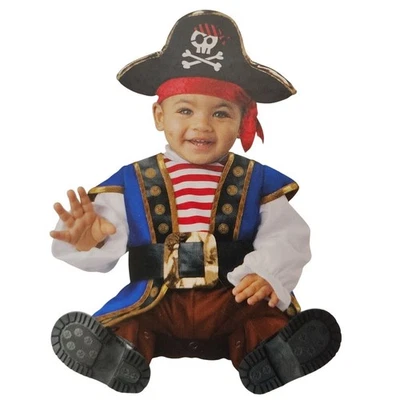 Infants 0-6 Months Baby Pirate Costume Jumpsuit and Hat Halloween Costume Set - Image 1 of 4