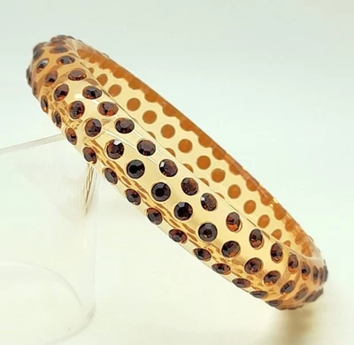 Pulseras brazalete moda diamantes de imitación marrón oscuro plástico redondo marrón transparente Foto 1 de 4