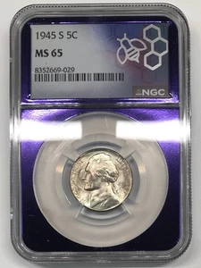 1945-S Silver Jefferson War Nickel NGC MS-65 - Picture 1 of 5