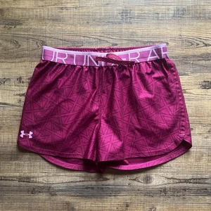 Under Armour Girls Pink Purple Geometric Print Athletic Running Shorts Size YLG - Picture 1 of 3