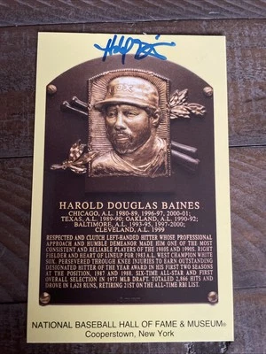 Harold Baines Signed Gold HOF Plaque Yellow Orioles Sox Autograph - Image 1 of 3