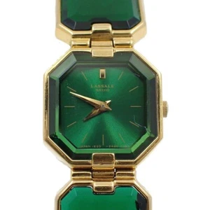 【Seiko】SEIKO LaSalle Quartz Ladies Watch, Green Dial, Green Stone - Picture 1 of 10