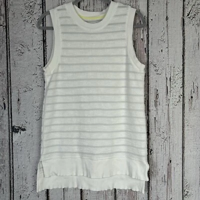 Lou & серый белый вязаный без рукавов верхний бак маленькая полоса пуловер ребристый ворота - Изображение 1 из 4