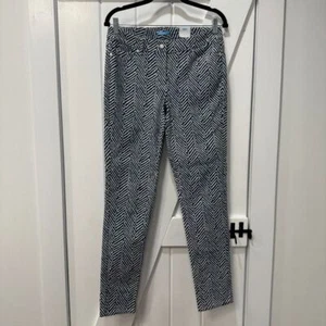 J Mclaughlin Lexi Jean 6 Blue Cream Chevron Denim Skinny Stretch Bargello NWT - Picture 1 of 8