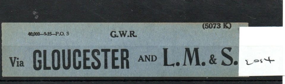 Great Western Railway. GWR - Luggage Label (2014) via Gloucester & LMS - Image 1 of 1