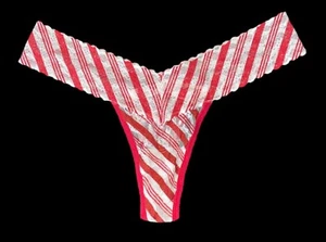 Victorias Secret Glitter  Lace Candy cane Thong panty Large - Picture 1 of 3