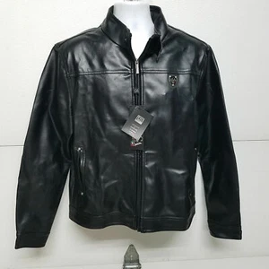 Große Emporio EGA Luxuskollektion italienische Herren schwarz Kunstlederjacke neu mit Etikett - Bild 1 von 6