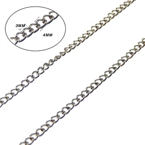 4x3mm Oval Link Silver Chains Iron 5 Metres Bracelet Necklace Pendant Findings - Picture 1 of 7