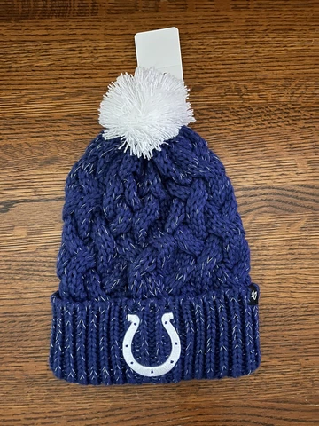 47 Brand Indianapolis Colts Womens Winter Knit Hat Beanie w/ Ball New NWT NFL Cover