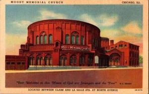 Moody Memorial Church Chicago Illinois Advertising Postcard 1940's Era Radio ADV - Picture 1 of 1