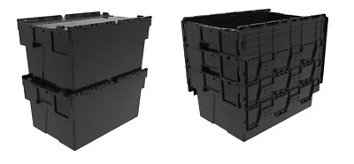 Attached Lid Containers - L 60 x W 40 x H 31cm - 60 Litre - Pack of 5 - Image 1 of 4