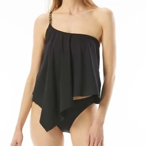 MICHAEL Michael Kors Logo Chain One Shoulder Tankini & Chain High Waist Bikini - Picture 1 of 14