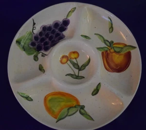 Vintage Vigor Ceramic Porcelain Divided Fruit Themed Dish 14 1/2 Wide x 2" Deep - Picture 1 of 1