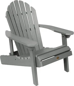 Highwood AD-CHL1-CGE Hamilton Made in USA Adirondack Chair Gray Coastal Teak - Picture 1 of 9