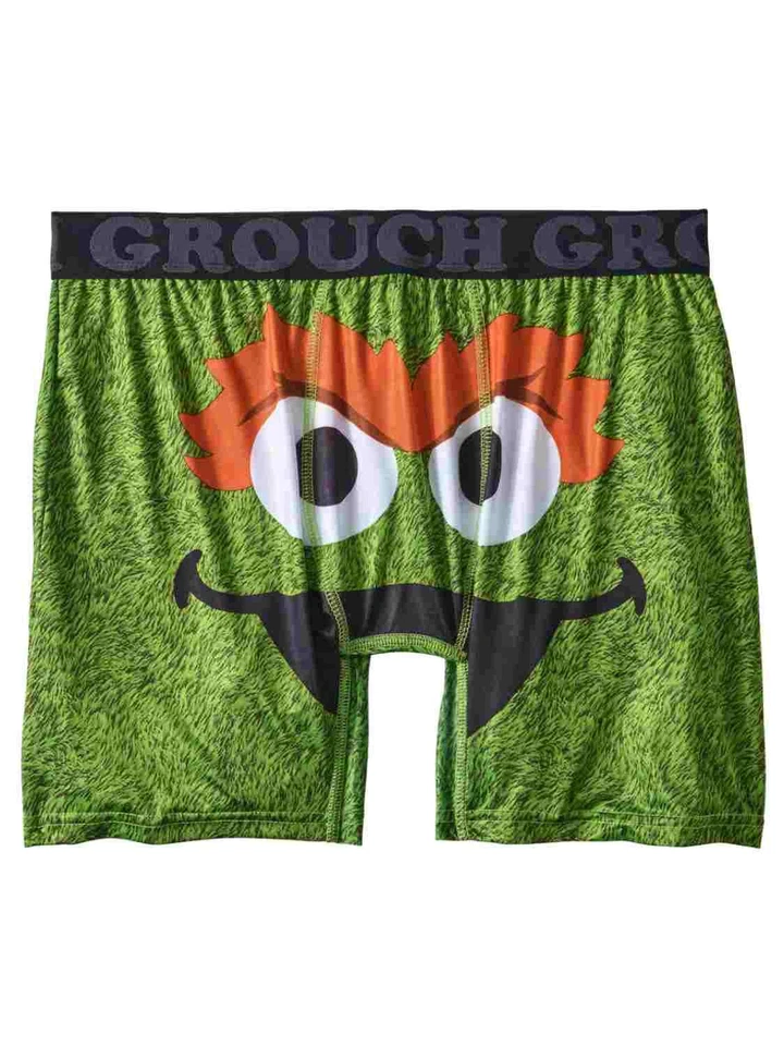 Cuecas boxer masculinas Sesame Street verde sedosa Oscar The Grouch - Imagem 1 de 1