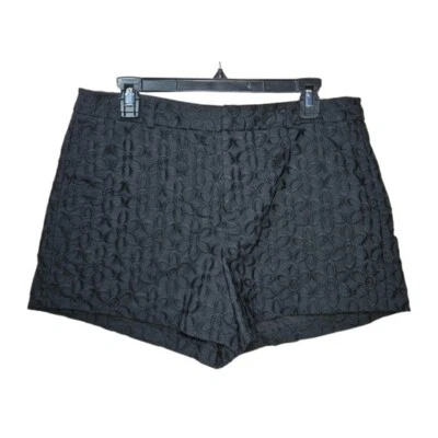 Pantalones Cortos Chinos Elle Para Mujer TALLA 10 Texturizados Florales Preppy Tiro Medio Negros Foto 1 de 4