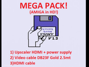 COMMODORE AMIGA 500, 600,1200 4000 DB23 RGB SCART HDMI + VIDEO CABLE 2.5mt GOLD