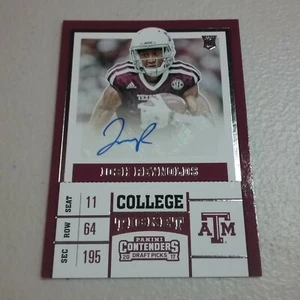 Josh Reynolds Texas A&Ms 2017 Panini Contenders selecciones del draft autografiadas RC #165 - Imagen 1 de 4
