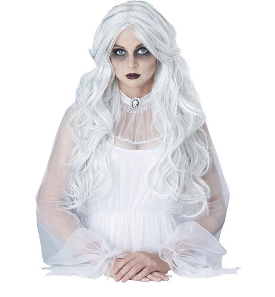 Peluca Disfraz Halloween Espíritu Fantasma Sobrenatural Blanco Gris Foto 1 de 1