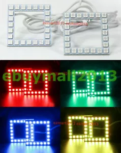BT 2 x 50mm Square RGB Halo Ring For 3" Pods Angel Eye Car Motorcycle Flash DRL - Picture 1 of 12