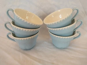 Harkerware Pottery set of 6 Blue Tea Cocoa Cups Chesterton blue - Picture 1 of 5
