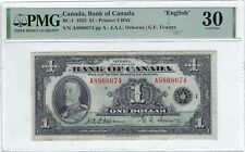 1935 Bank of Canada BC-1, $1 Osb/Tow SN# A 8868674, PMG  VF-30 English