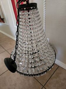 RARE Pottery Barn Mia Faceted Crystal Chandelier LARGE