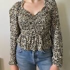 Urban outfitters elastic ruched leopard print top size small