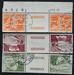Schweiz 1949 Technik Serie 3 Tete-beche 5, 10, 20, 281121 - Bild 1 von 2