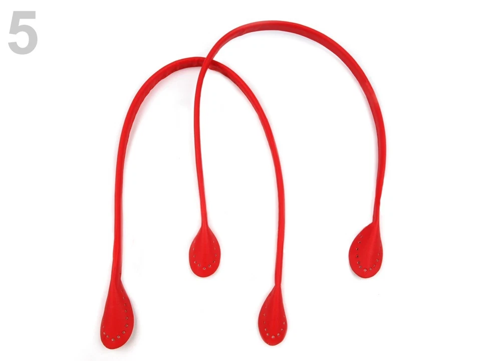 1 Paar Taschengriffe, Elegante Taschengriffe aus Eko Leder, hell-rot - Bild 1 von 1