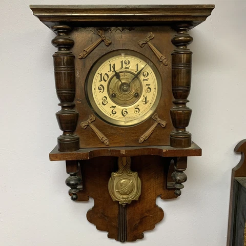ATQ 1890 Gustav Becker German Walnut Wood 26" Free Swinger Regulator Wall Clock Cover