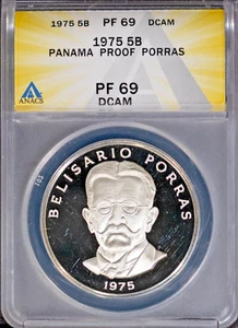 1975 5 Balboas Silver Panama Proof PF69DCAM ANACS # 7752999 + Bonus - Picture 1 of 2