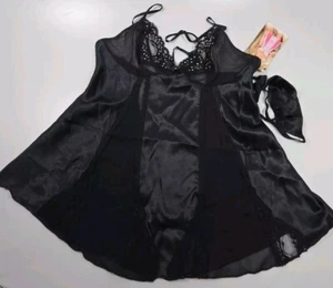 Shirley Of Hollywood Babydoll Chiffon Lace Negligee Panty Rhinestone Medium Sexy - Picture 1 of 11