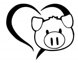 Custom Vinyl Car Decal Cute Pig Love Heart Silhouette Face Snout Emoji - Picture 1 of 1