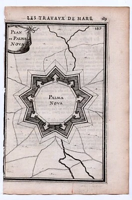 1671 Manesson Mallet Antique Print, Map, Fortifications, Palmanova, Udine, Italy - Image 1 of 2