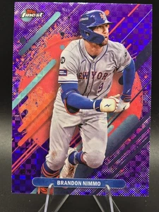 2025 Topps Finest - Purple Checkerboard Refractor Rare /75 #247 Brandon Nimmo - Picture 1 of 2