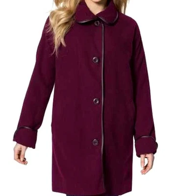 Nuevo con etiquetas Abrigo Mujer Within Merlot Talla Grande 18W Mezcla Lana Imitación Cuero Acentos Forrado Foto 1 de 4