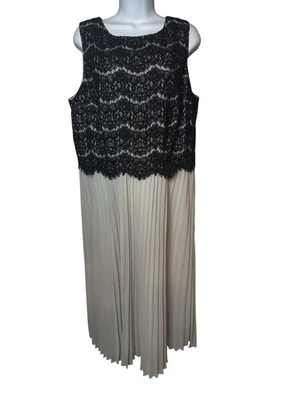 Vestido Semi Formal The Limited Talla 16 Negro Encaje Gris Plisado Parte Inferior Foto 1 de 4