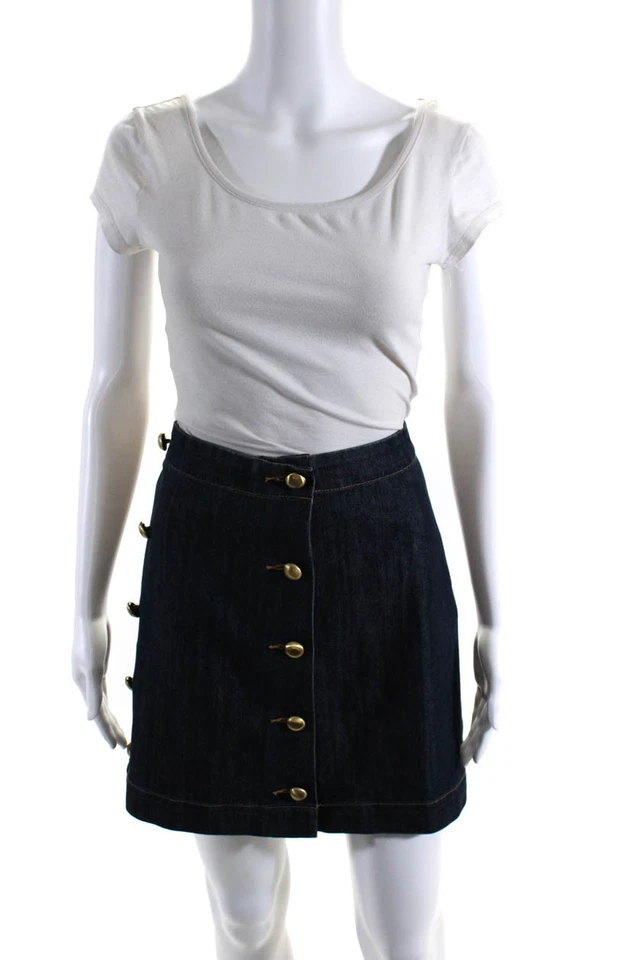 Женская двубортная джинсовая юбка-карандаш Michael Michael Kors синяя размер 4 - Изображение 1 из 4