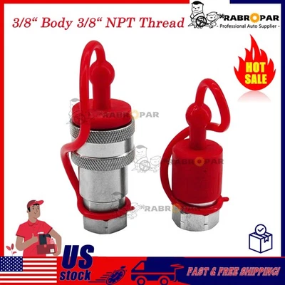 RABROPAR 3/8" NPT 3/8" Body Poppet Pioneer Style Quick Connect Hydraulic Coupler