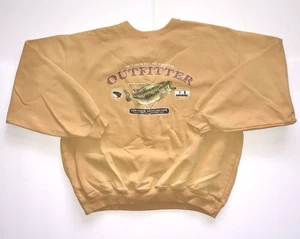 VINTAGE Faded Outfitters 90’s Sweatshirt Bass Crewneck Sweater Men’s XL Yellow - Picture 1 of 13