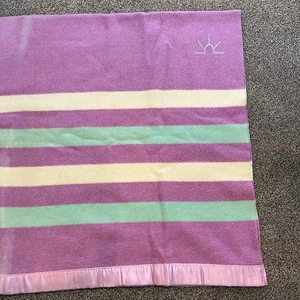 VTG Baron Woolen Mills Raspberry Color Cozy Cabin Wool Blanket Flaw 88x70 Large - Picture 1 of 6