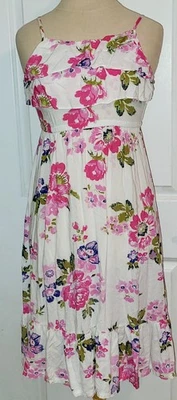 Cherokee Women's White & Pink Floral Cotton Summer Sleeveless Size M 7 8 - Image 1 of 4