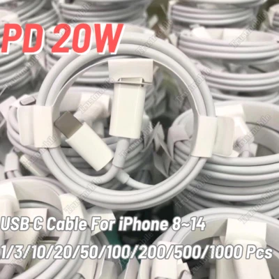 Lote de cables de datos tipo C USB C PD de carga rápida para iPhone 8/X/XR/11/12/13/14 Foto 1 de 4