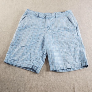 Ashworth Shorts Mens 35W Blue Plaid Chino Golf Performance Regular Fit Outdoor - Picture 1 of 9
