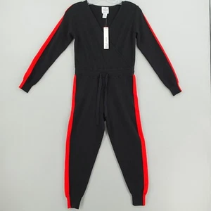 NEW Madeleine Thompson X AQUA Track Stripe Jumpsuit Girls XL Black Red Sweater - Picture 1 of 23